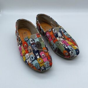 Bobs Skechers Memory Foam Slip On Canvas Loafer Flat Shoe Dogs Womens Size 6.5